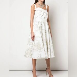 Marchesa snotty Ivory and Gold Embroidered Dress